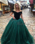 Dark Green Velvet Tulle Ball Gown Prom Dresses Ball Gown 2018